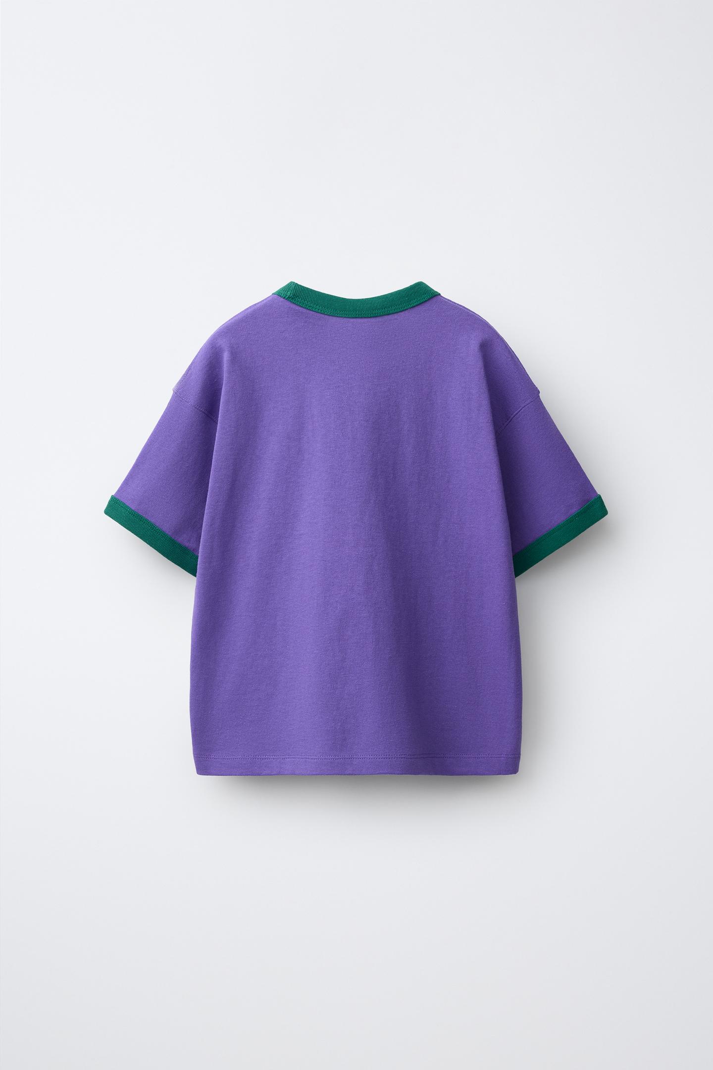 Детская футболка Zara Fruit OF the Loom™ Embroidered Contrast, цвет: Фиолетовый — фото 2