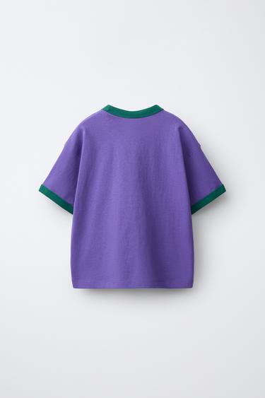 FRUIT OF THE LOOM™ EMBROIDERED CONTRAST T-SHIRT — Purple 2
