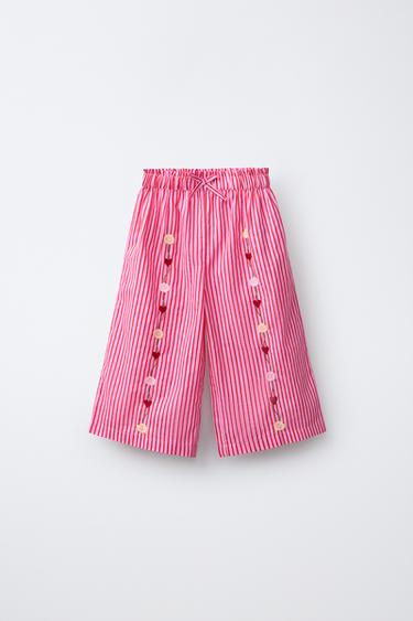 STRIPED TROUSERS WITH SISSEL EDELBO X ZARA KIDS EMBROIDERY - Fuchsia by Zara - Image 0