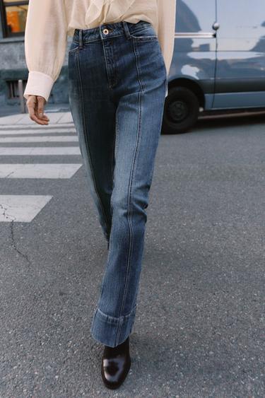 Z1975 MID-WAIST FLARE SEAM JEANS - Blue / Green by Zara