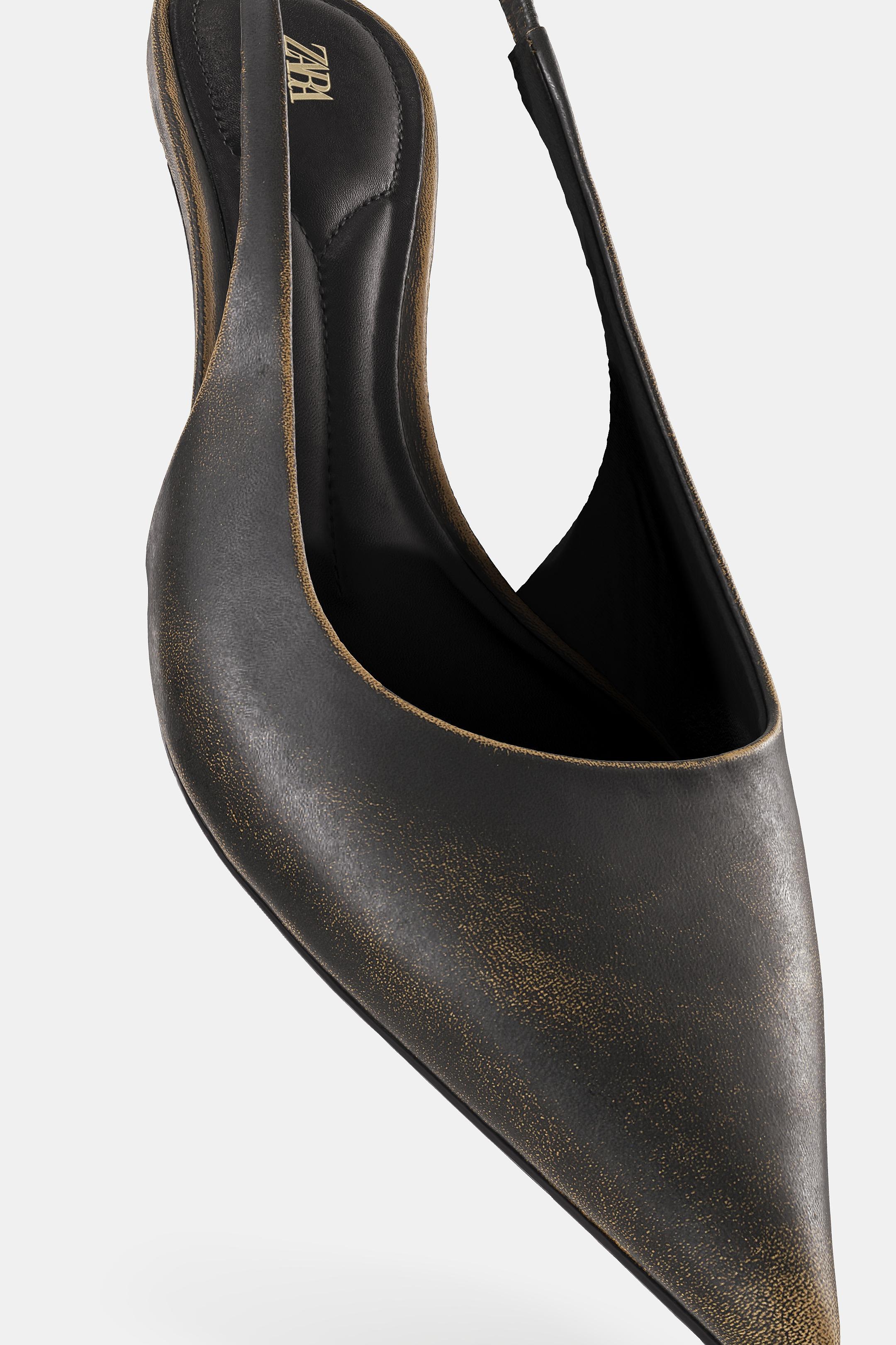 レザー スリングバックシューズ - ブラウン | ZARA Japan / 日本