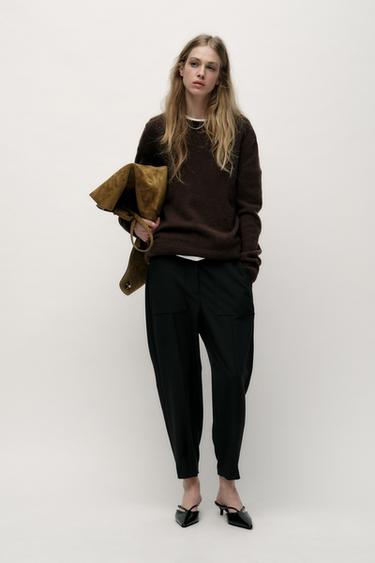 CALÇA CARROT COM PREGA NA BARRA - Preto da Zara