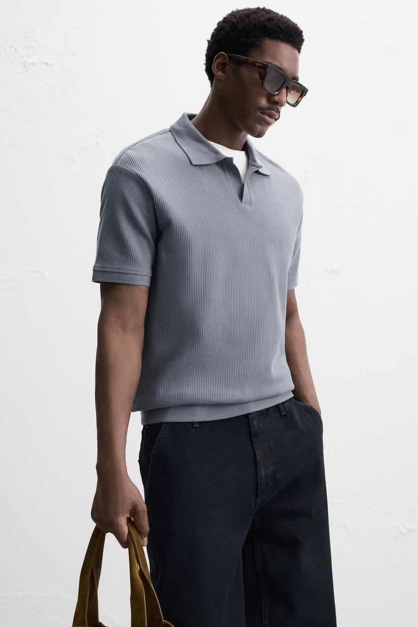 VERTICAL TEXTURED POLO SHIRT
