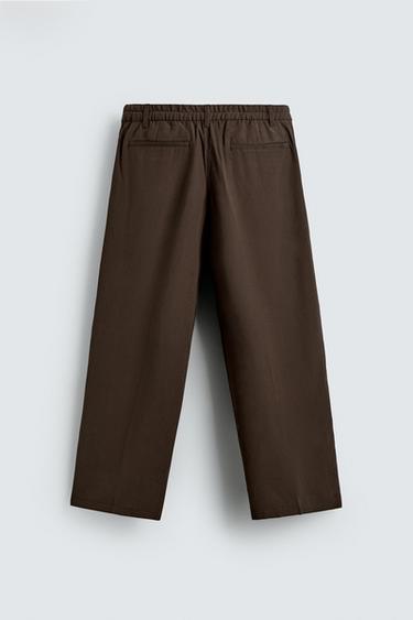 PANTALON FLUIDE COUPE DÉCONTRACTÉE À PLIS - Marron de Zara - Image 6