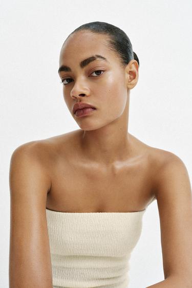 COMBINED BANDEAU DRESS - Ecru by Zara - Image 2