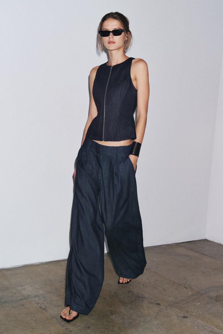 Wide Leg Vaqueros Piratas Mujer Zara Zara Pantalones Pirata Mujer