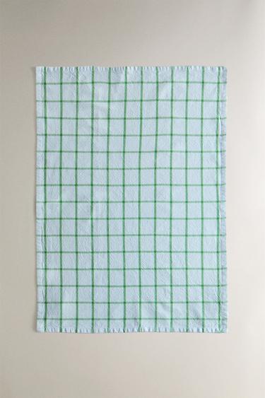 PACK OF CHECK COTTON TEA TOWELS (PACK OF 2) - Blue by Zara - Image 2