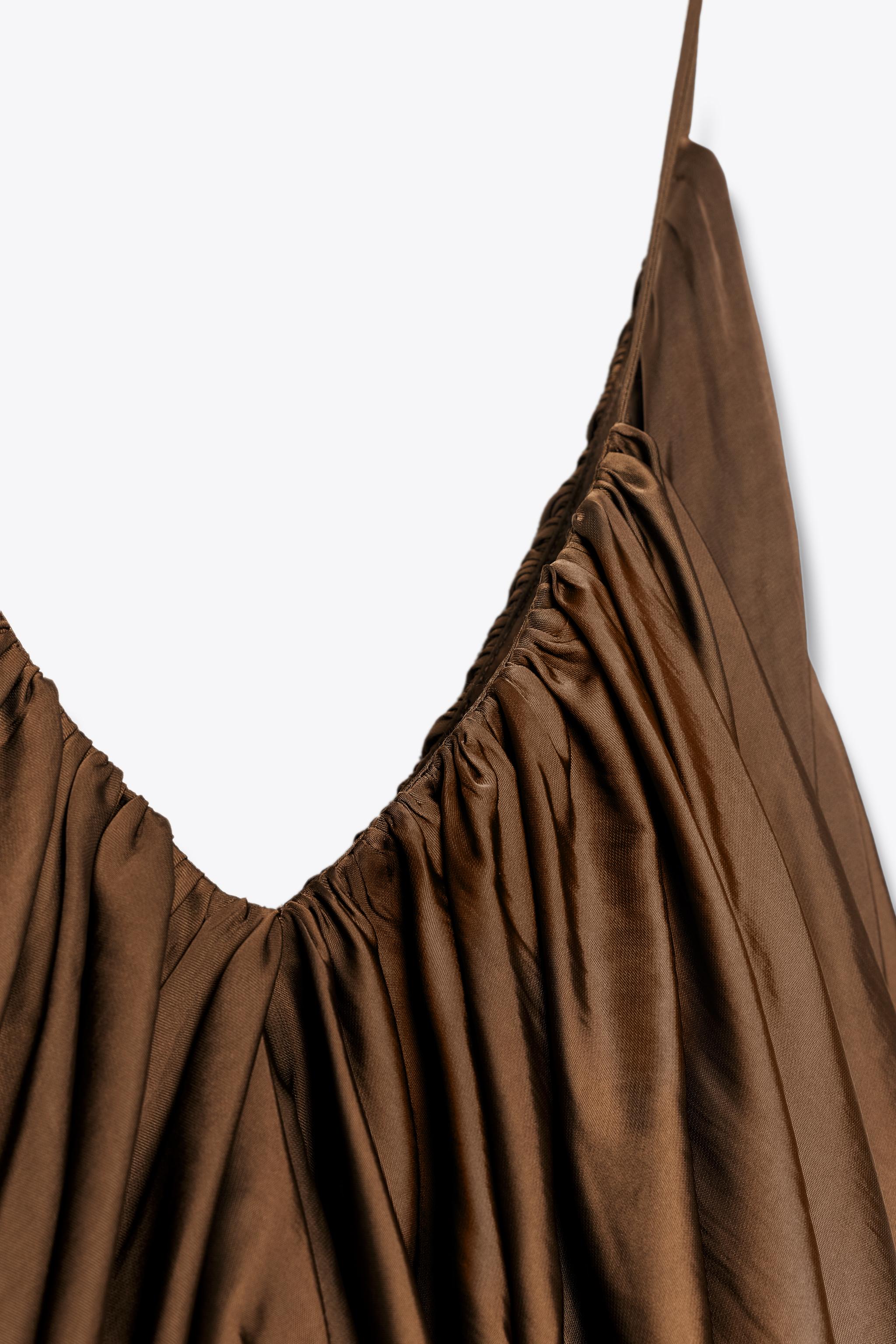 ZW COLLECTION DRAPED SATIN EFFECT TOP - Tobacco | ZARA United States