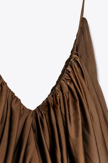 ZW COLLECTION SATIN DRAPE TOP - Tobacco by Zara - Image 9