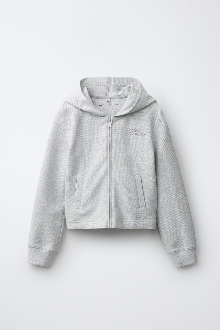 WAFFLE GYM HOODIE — Gray marl