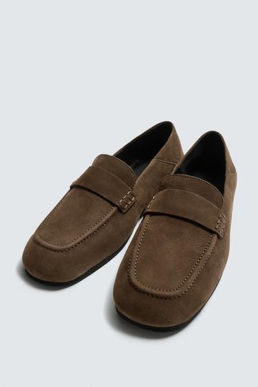 MOCASSINS EN CUIR À MASQUE - Marron de Zara - Image 4