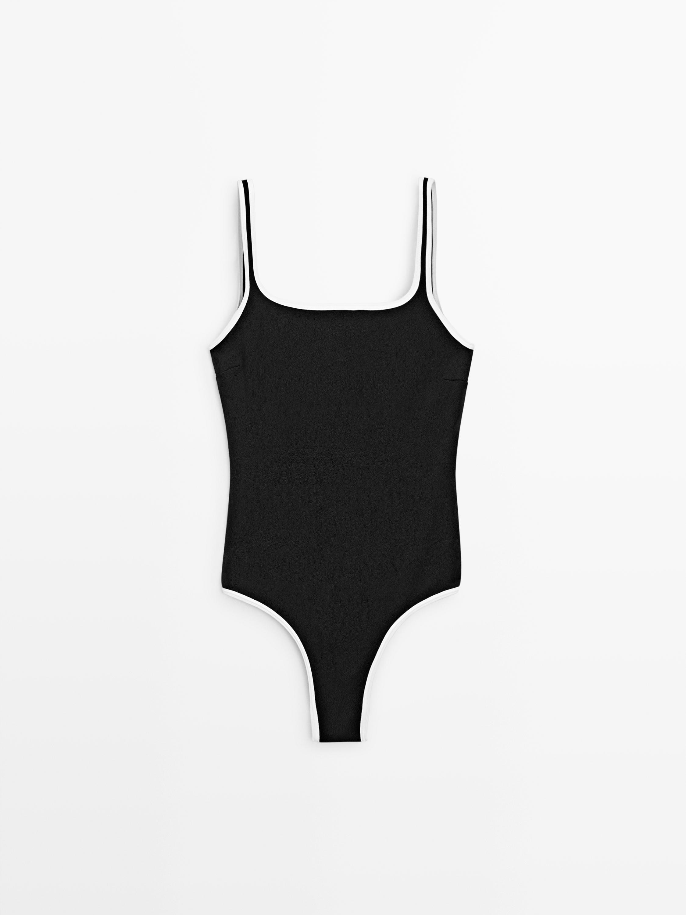 Contrast textured swimsuit