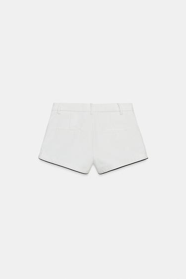 ZW COLLECTION DARTED DENIM SHORTS - White by Zara - Image 4