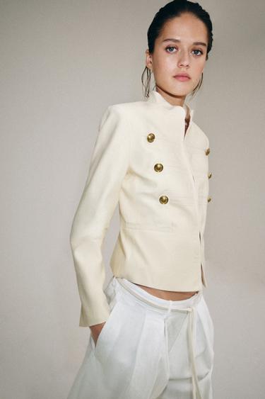 VESTE AJUSTÉE À BOUTONS ZW COLLECTION - Écru de Zara - Image 1