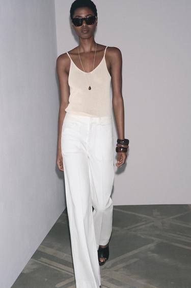 KNITTED STRAPPY TOP - Ecru by Zara