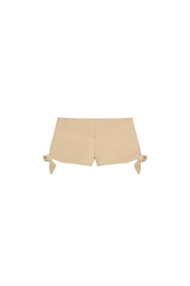 MINI SHORTS WITH SIDE BOWS - Sand by Zara