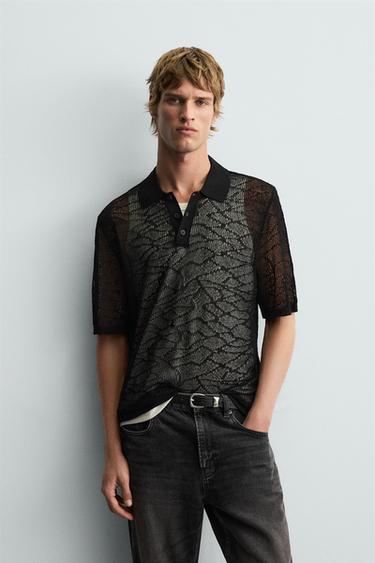 POLO PUNTO CALADO - Negro de Zara