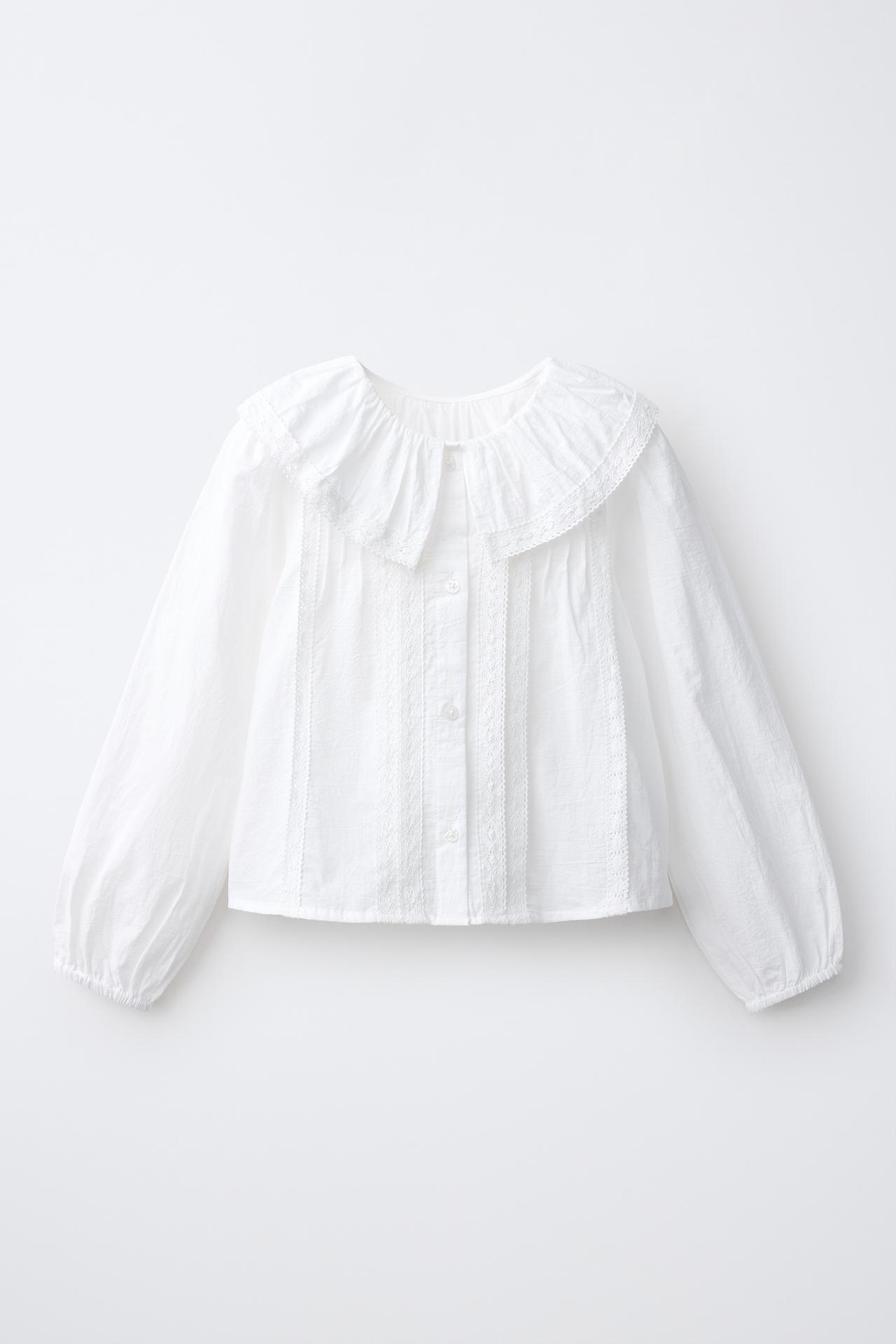 PETER PAN COLLAR PINTUCK SHIRT — White