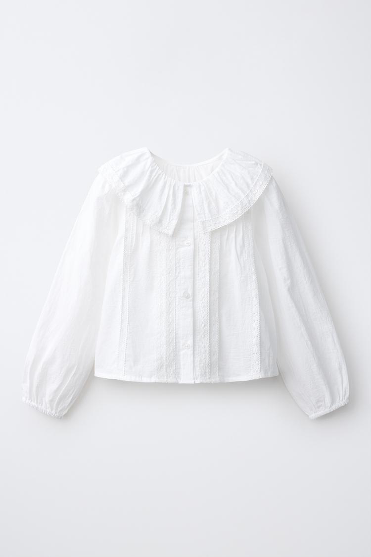 PETER PAN COLLAR PINTUCK SHIRT — White