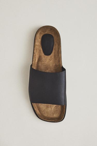 LEATHER SLIDERS WITH SQUARE TOE - Black by Zara - Image 5