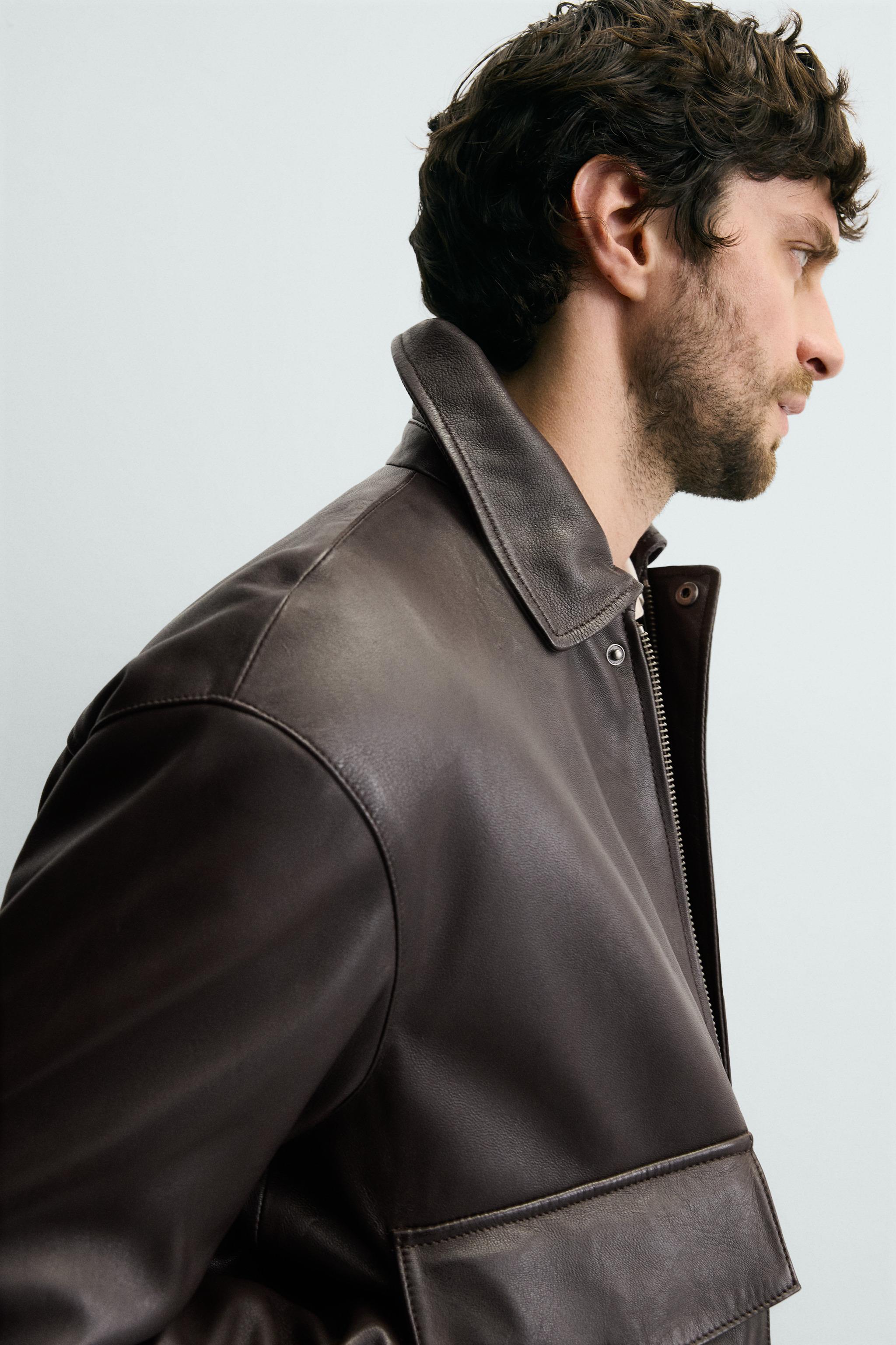 BLOUSON RELAXED FIT EN CUIR