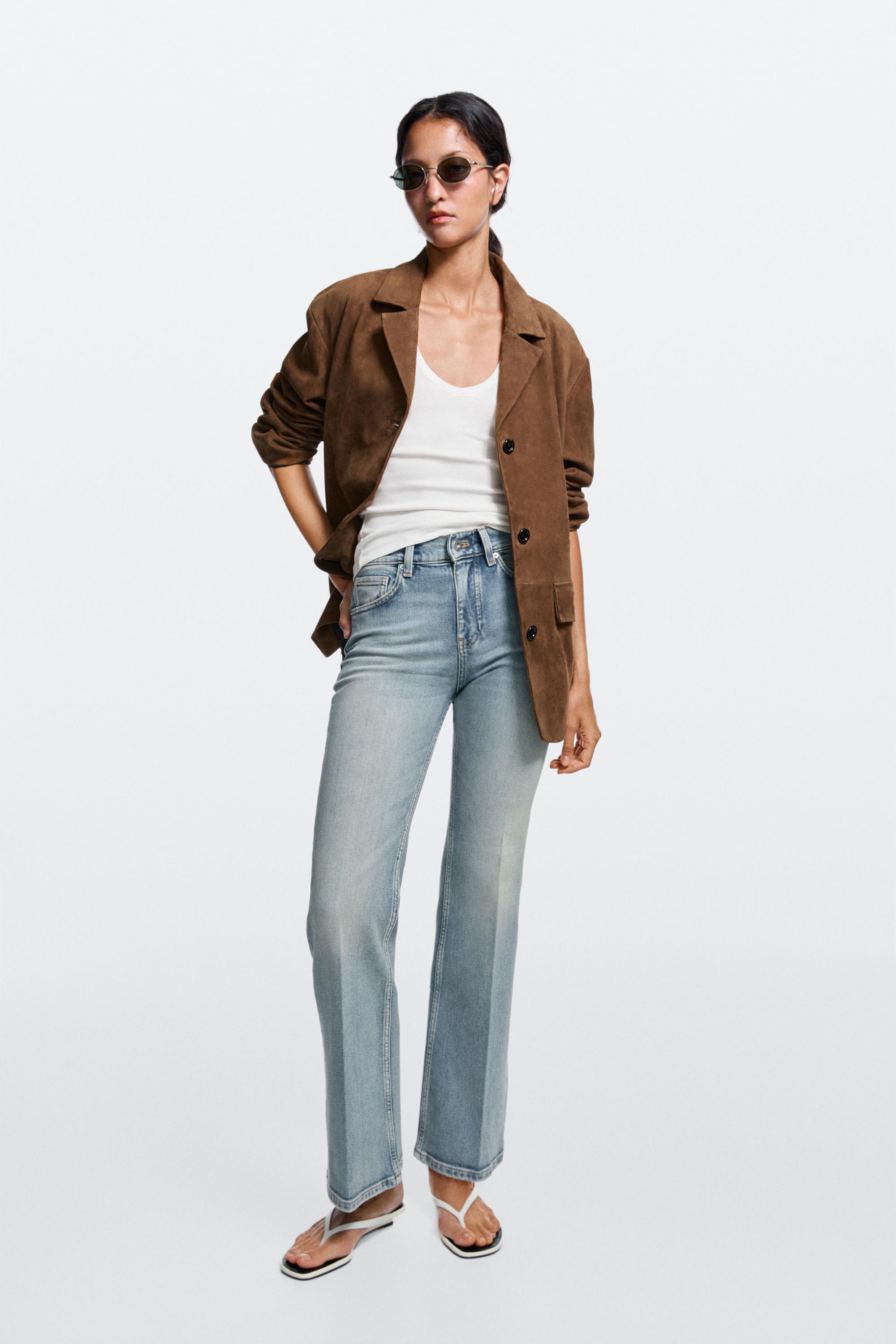 Mid-waist flare fit jeans — Aquamarine