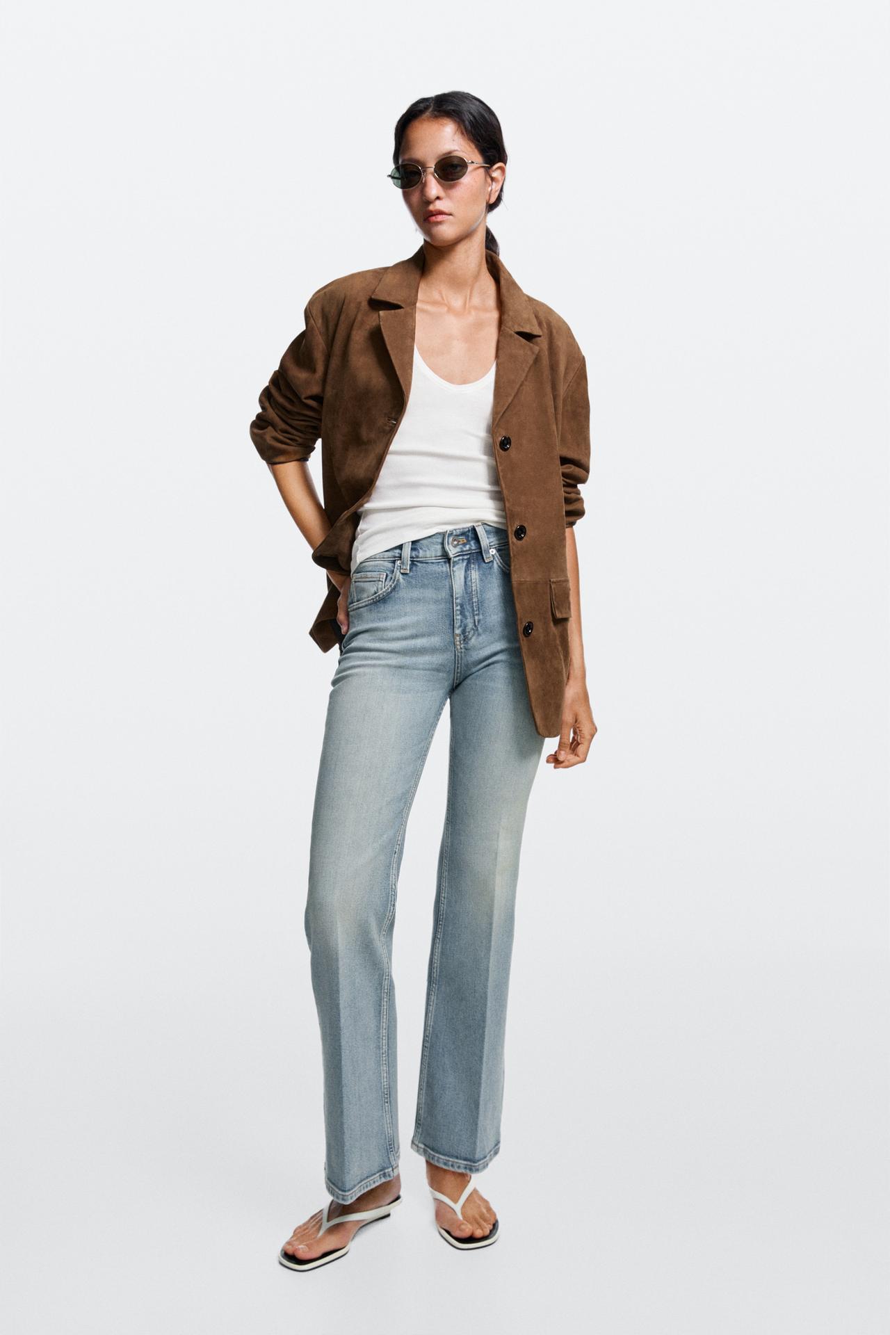 Mid-waist flare fit jeans — Aquamarine