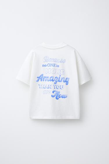 T-SHIRT À INSCRIPTION - Blanc de Zara - Image 1