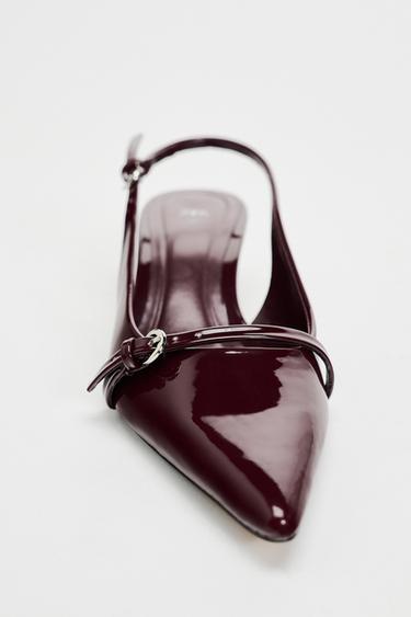 BUCKLE SLINGBACK SHOES - Burgundy Red by Zara - Image 3