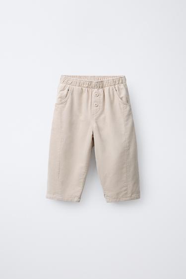 PANTALÓN PANA BOTONES FORRADO - Crudo medio de Zara
