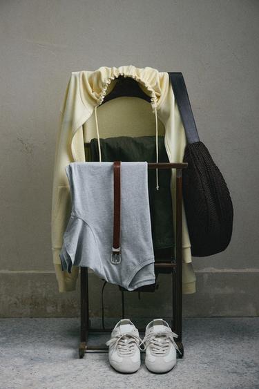 Zara SWEATER MAJICA OD LIOCELA I PAMUKA S KAPULJAČOM I PATENTNIM ZATVARAČEM – svijetložuta