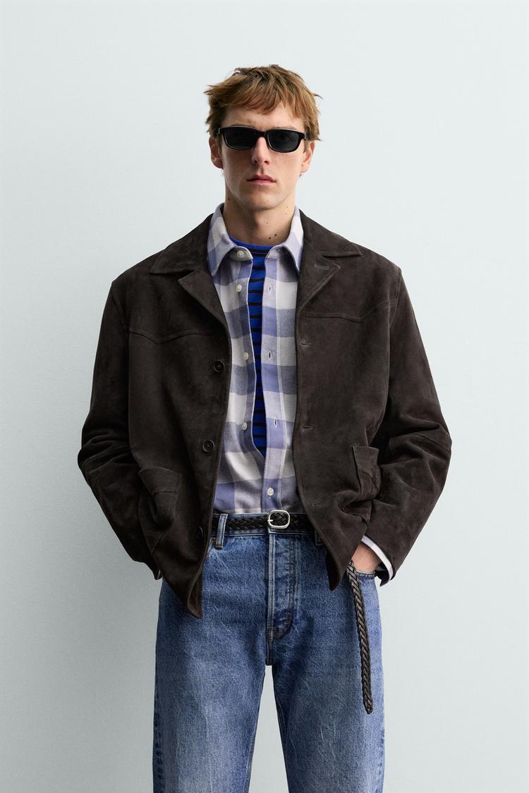 ZARA SUEDE LEATHER OVERSHIRT AARON LEVINE X ZARA
