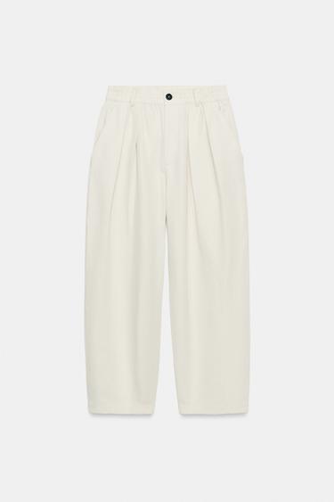 PANTALON À PINCES AVEC LIN ZW COLLECTION - Sable de Zara - Image 3