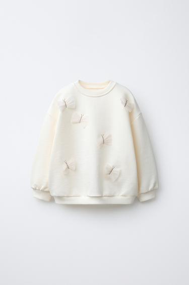 BUTTERFLY TULLE SWEATSHIRT - Ecru by Zara - Image 0