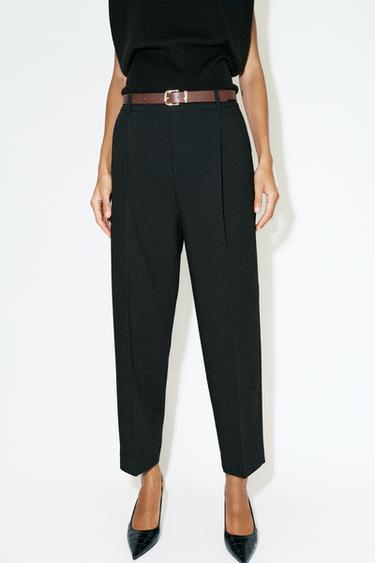 PANTALONI ALLA CAVIGLIA CON CINTURA - Nero di Zara
