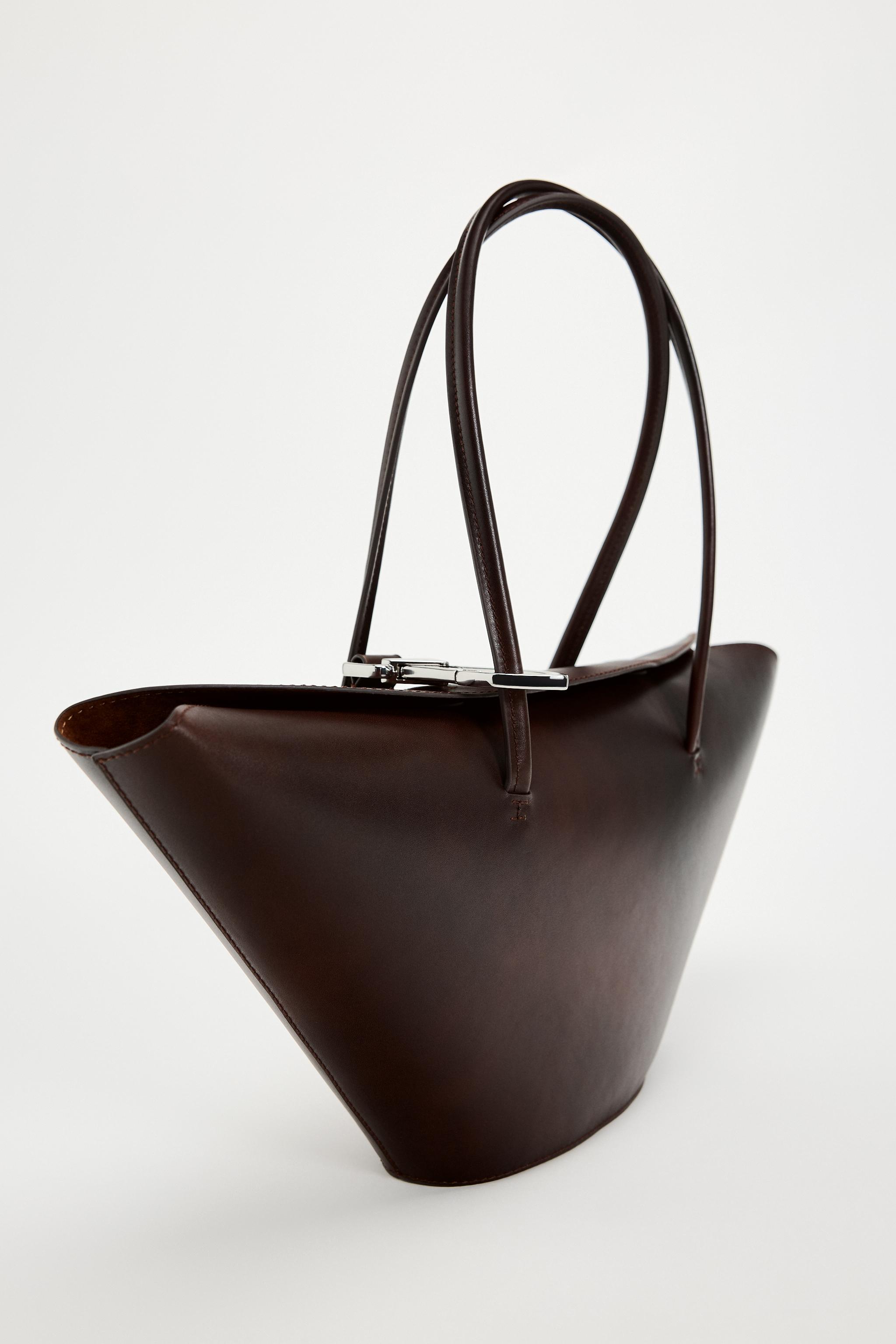 Zara tote bag 2025 with metal clasp