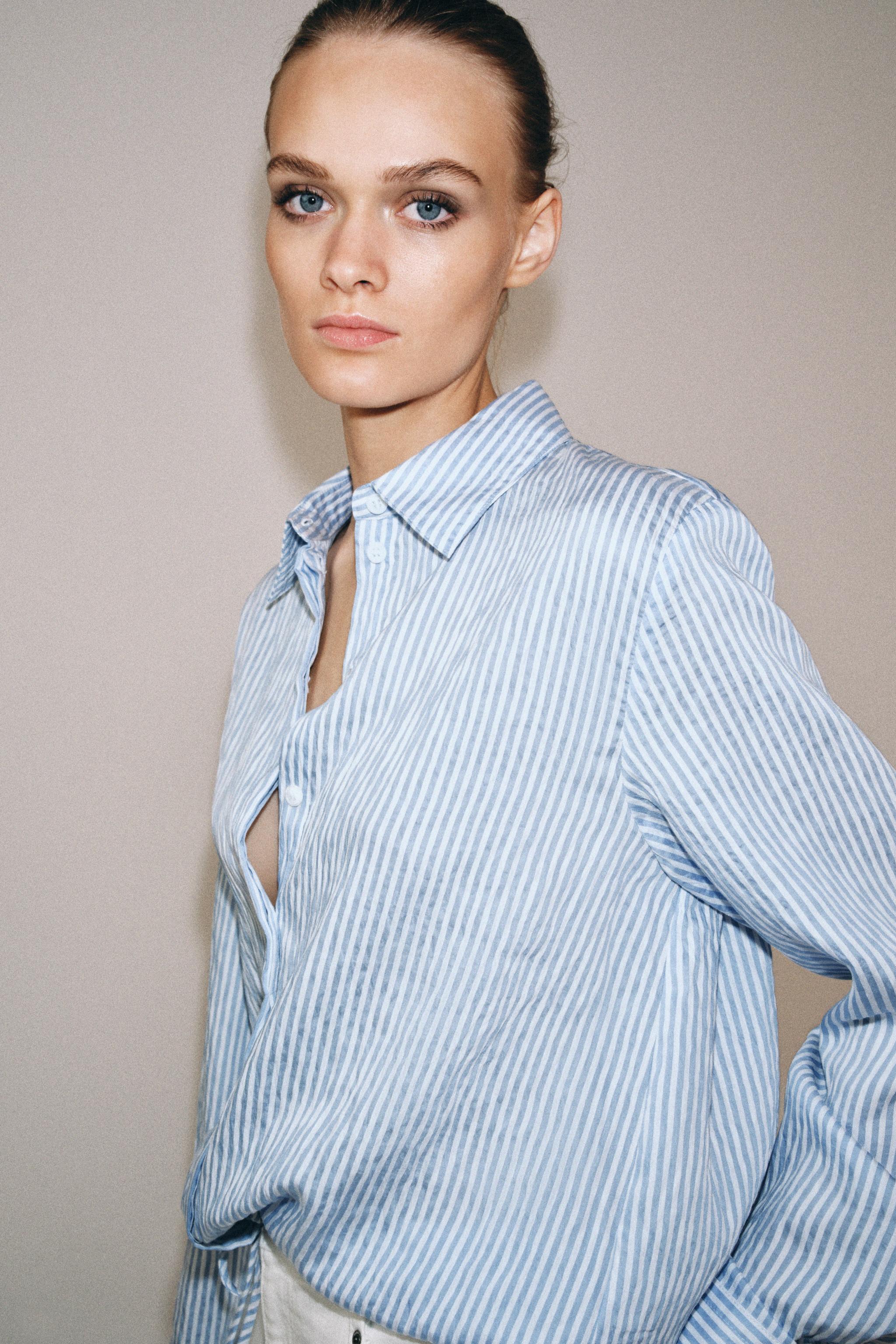 BAĞCIKLI ÇİZGİLİ GÖMLEK ZW COLLECTION