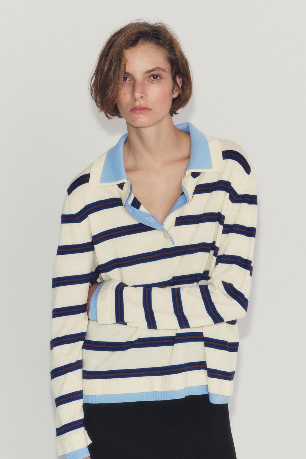 STRIPED CONTRAST KNIT POLO