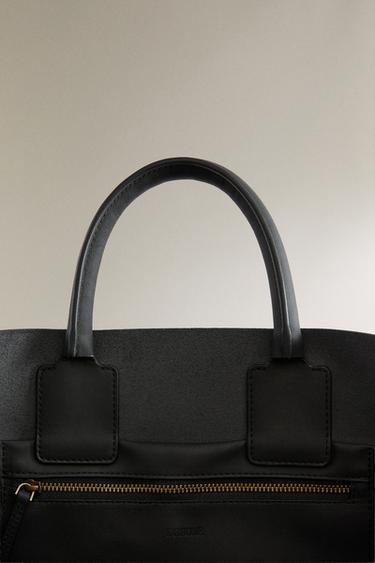 MINI SAC CABAS CUIR - Noir de Zara - Image 4