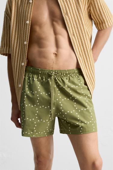 ABSTRACT PRINT MID-LENGTH SWIMMING TRUNKS - Light khaki by Zara - Image 5