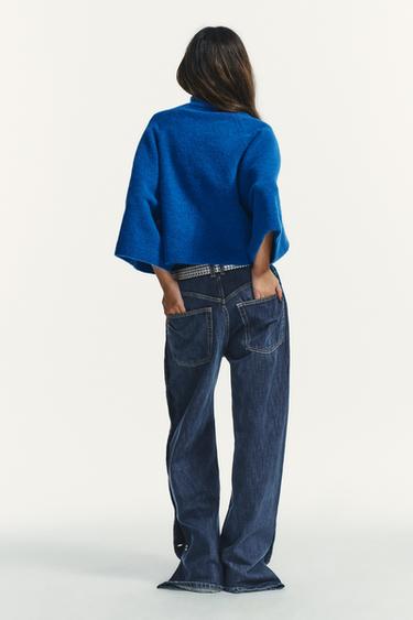 PULL EN MAILLE AVEC FEUILLES - Bleu d'eau | France PULL EN MAILLE AVEC FEUILLES - Bleu d'eau | France