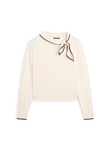 Pull en maille de coton avec foulard - Écru de Zara