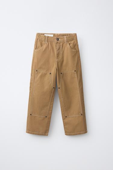 CARPENTER BROEK MET STIKSELS - Lichtbruin van Zara - Afbeelding 0
