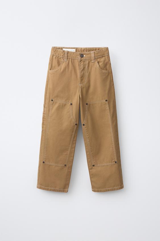 PANTALÓN CARPENTER PESPUNTE - Marrón claro de Zara - Imagen 0