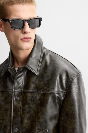 LEATHER EFFECT JACKET - Green by Zara - Image 4