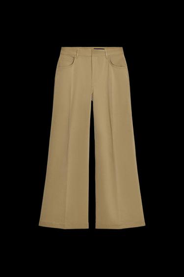 Zara ZW COLLECTION WIDE LEG PANTS - taupe brown - Image 0