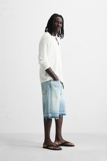 BAGGY FIT DENIM BERMUDA SHORTS - Light blue by Zara - Image 3
