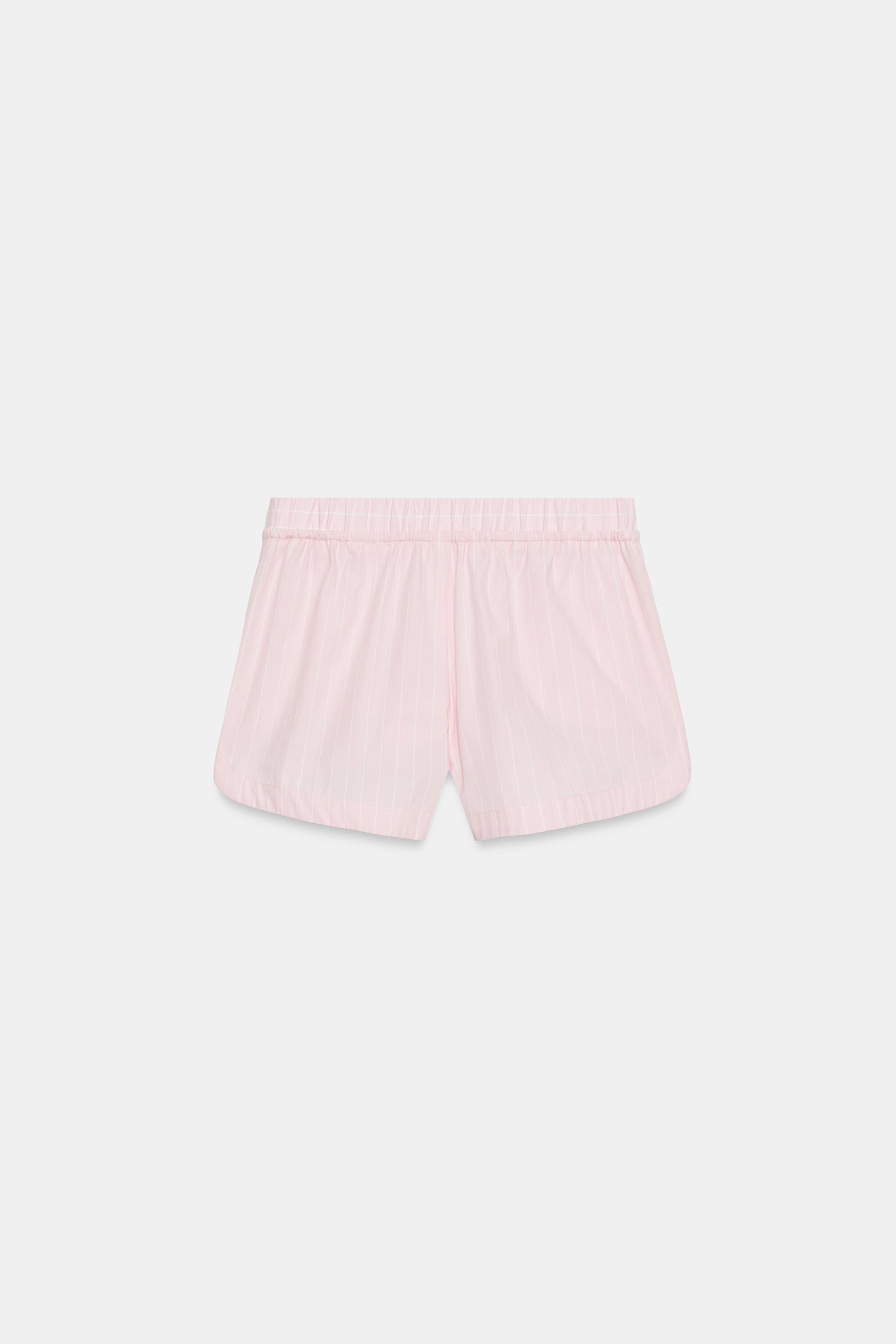Zara Çizgili Poplin Şort görsel 6