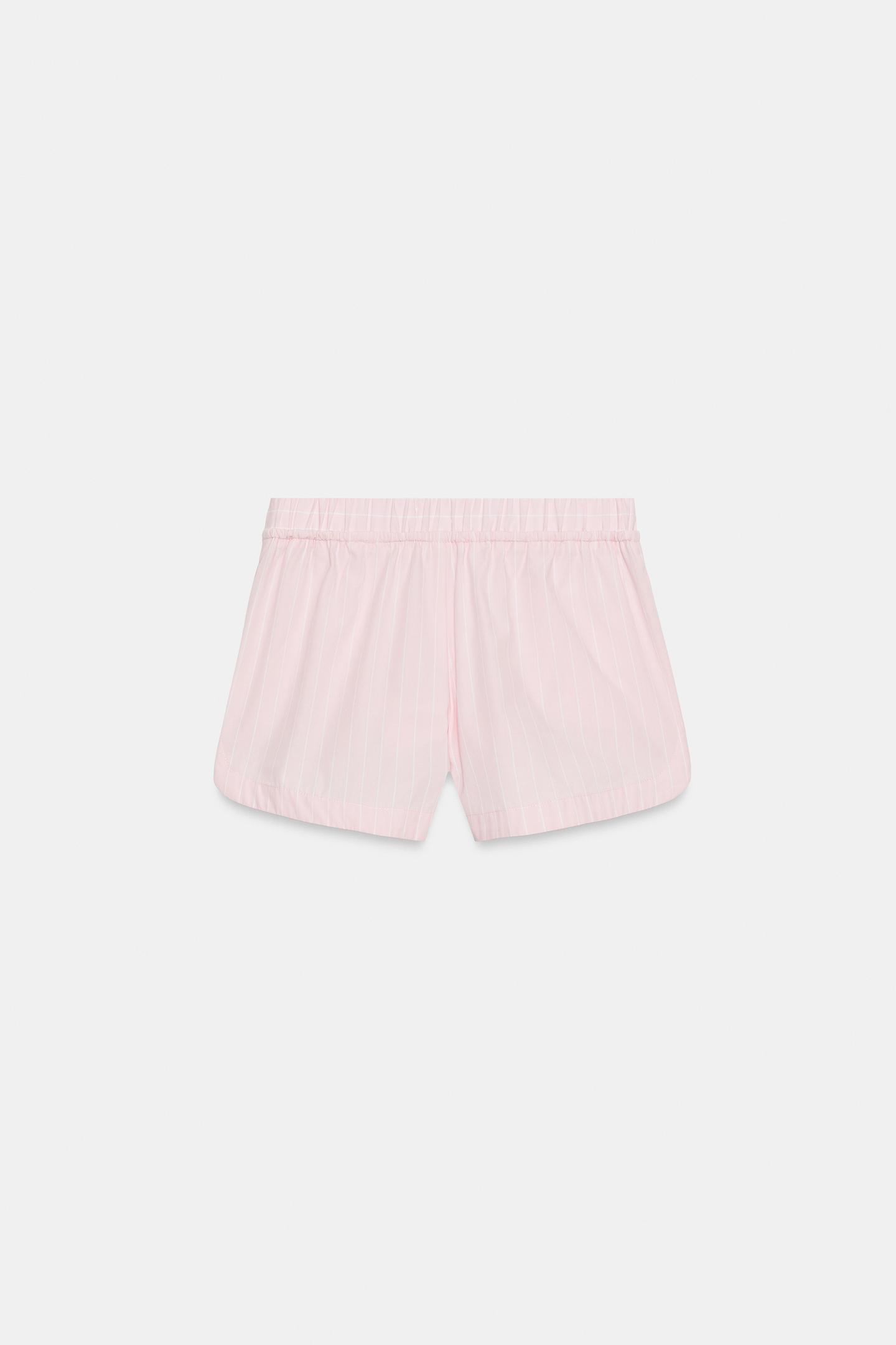 Женские шорты Zara Striped Poplin, цвет: Розовый / Белый — фото 6