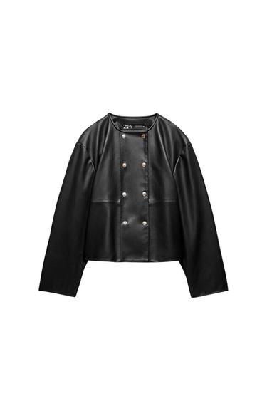 FAUX LEATHER BLAZER